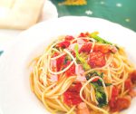 ドライトマトとベーコン菜の花のスパゲッティ